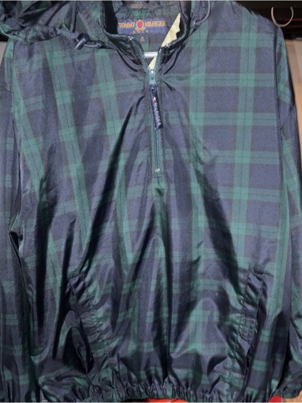 Vintage Tommy Hilfiger Green & Navy Plaid Windbreaker Pullover